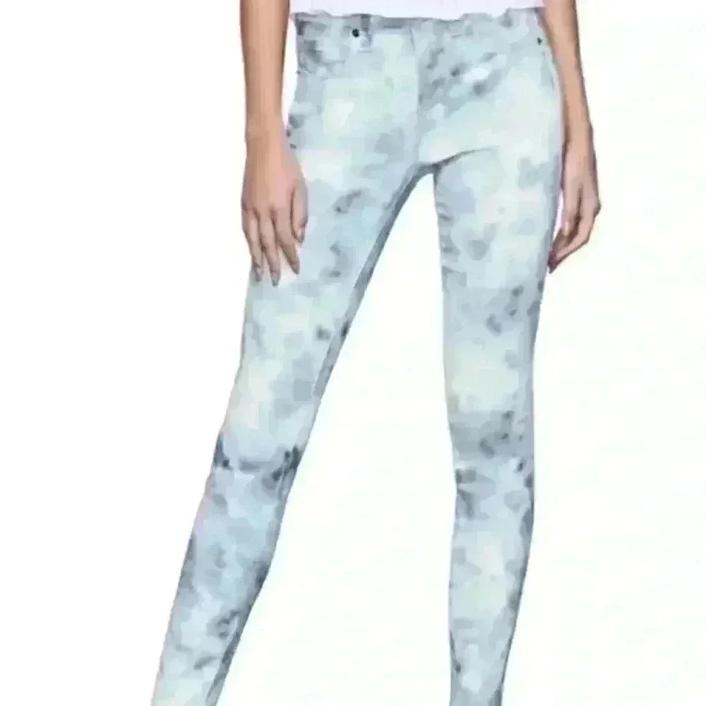 GOOD American Good Leg Cloud Tie dye Fray Hem Jeans Size 4/27